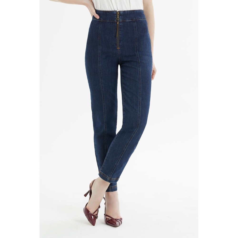 Cinq a Sept Tous Les Jours Ankle Jean Dark Indigo Front Zip Skinny Size 4